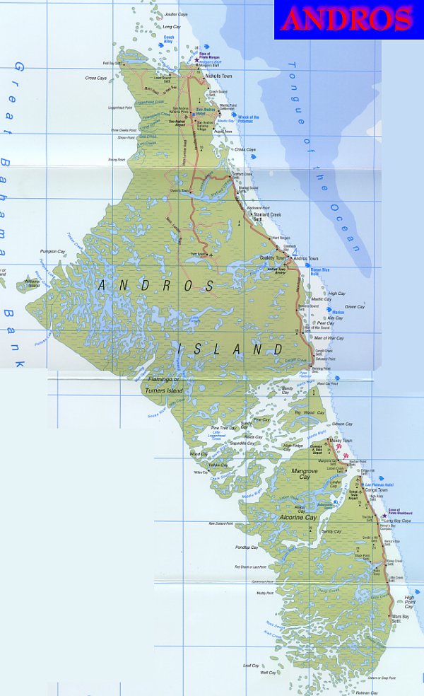 South Andros Island Map Map Of Andros Island, Bahamas, Complete With Andros Settlements And Andros  Cays