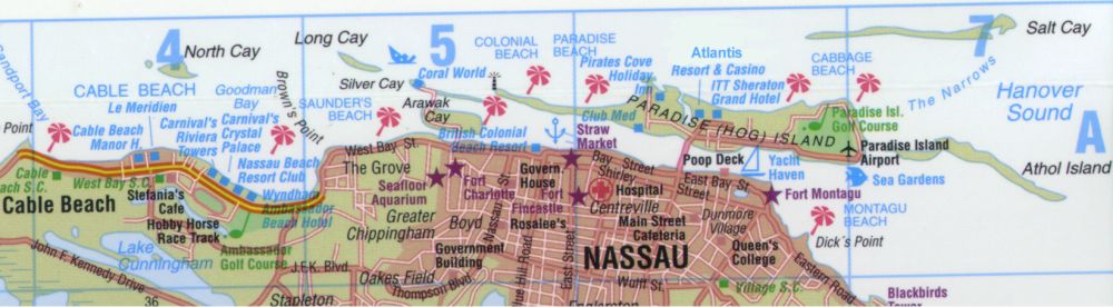 Map of Nassau/Paradise Island, Bahamas